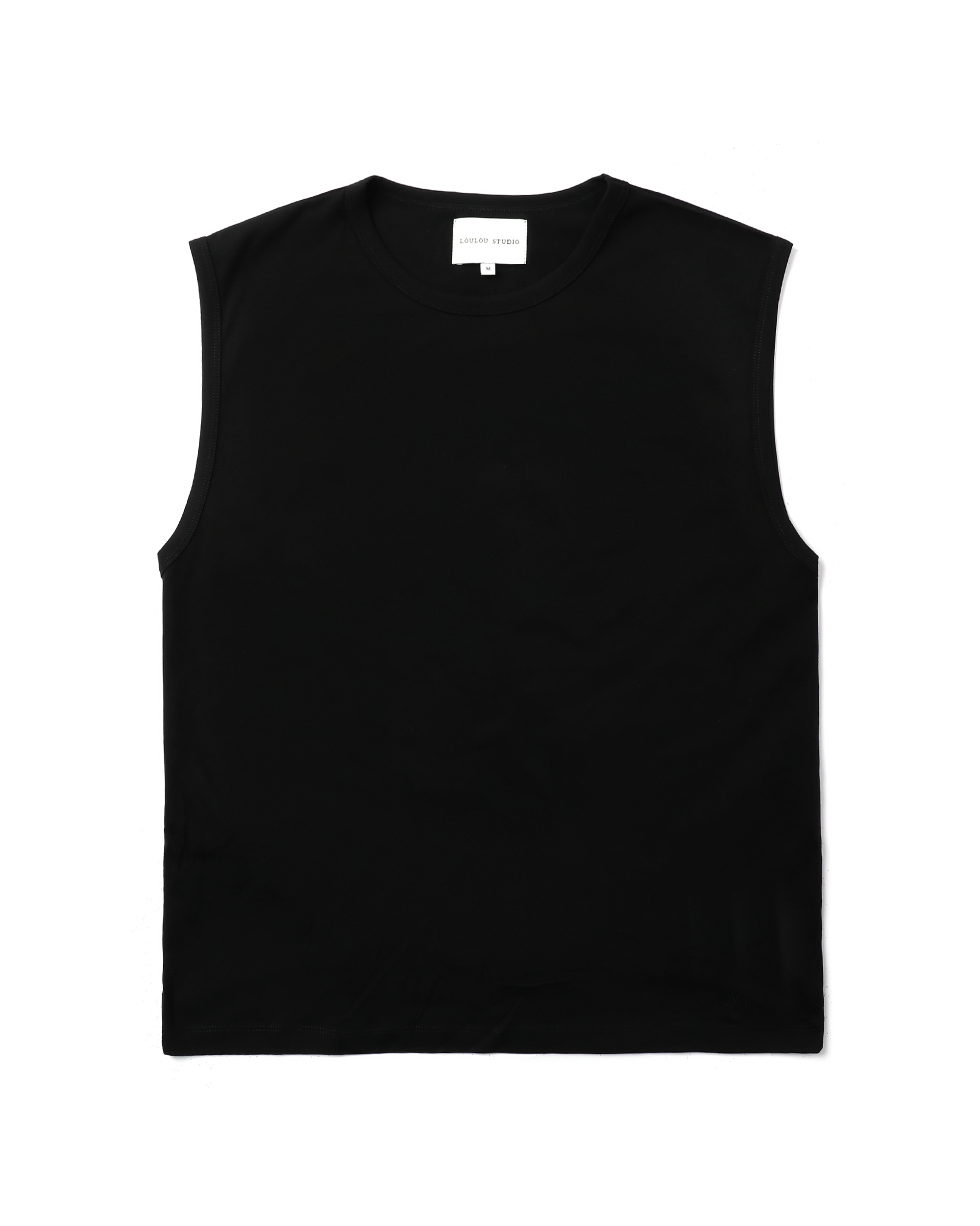 Front of plain black t-shirt.