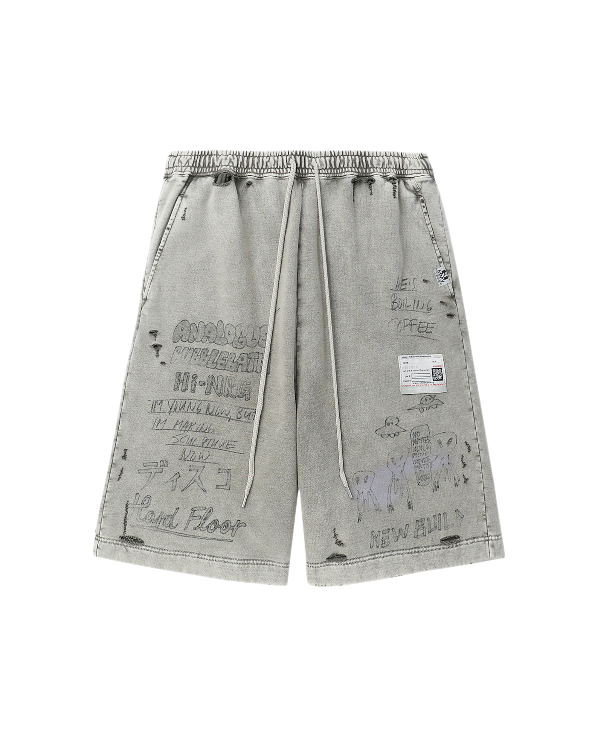 すぐ届く【MIHARA YASUHIRO】人気デザイン BLEACHED SHORTS Maison MIHARA YASUHIRO bleached-effect Shorts | Black | FARFETCH