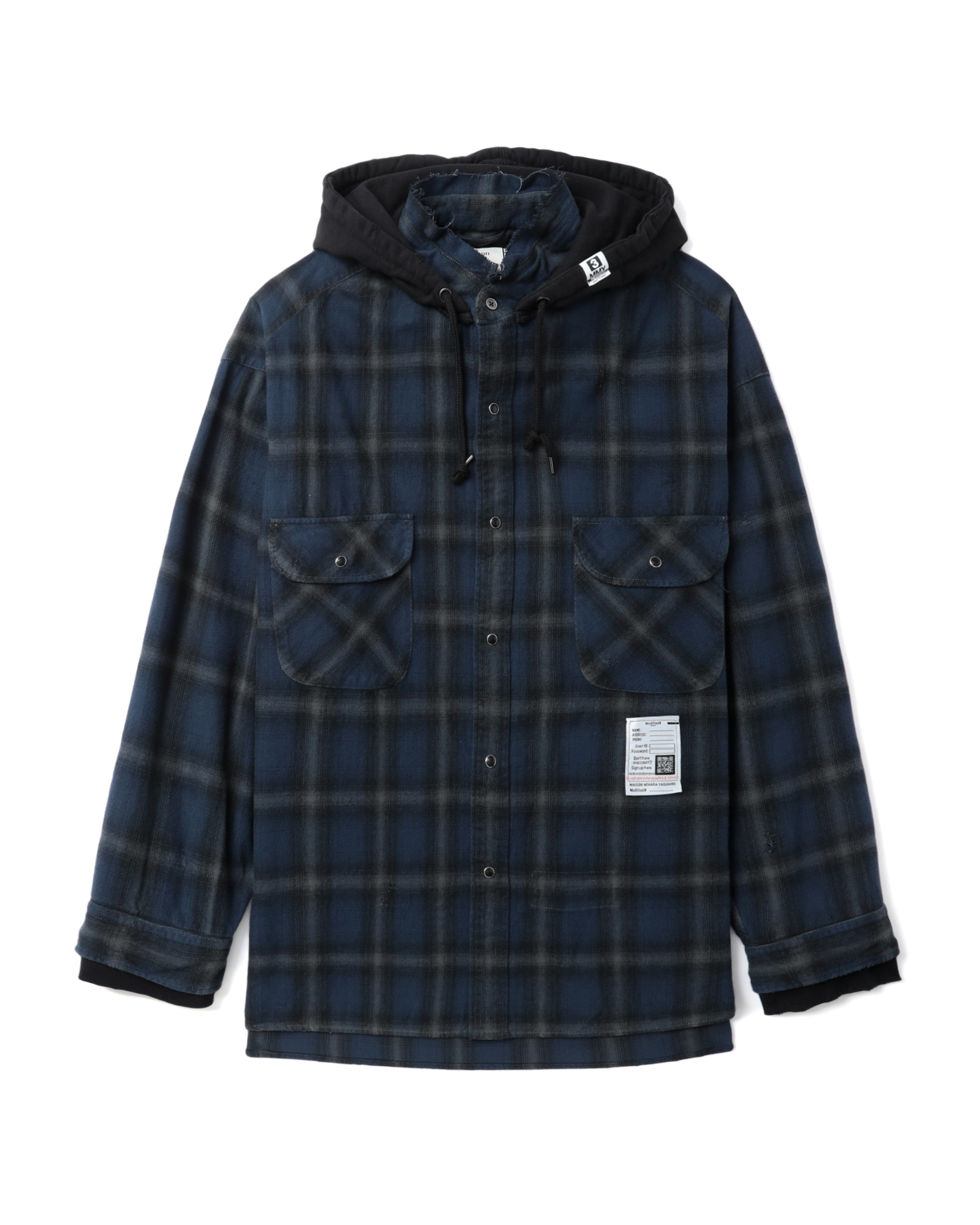 Mihara Yasuhiro Hooded check shirt