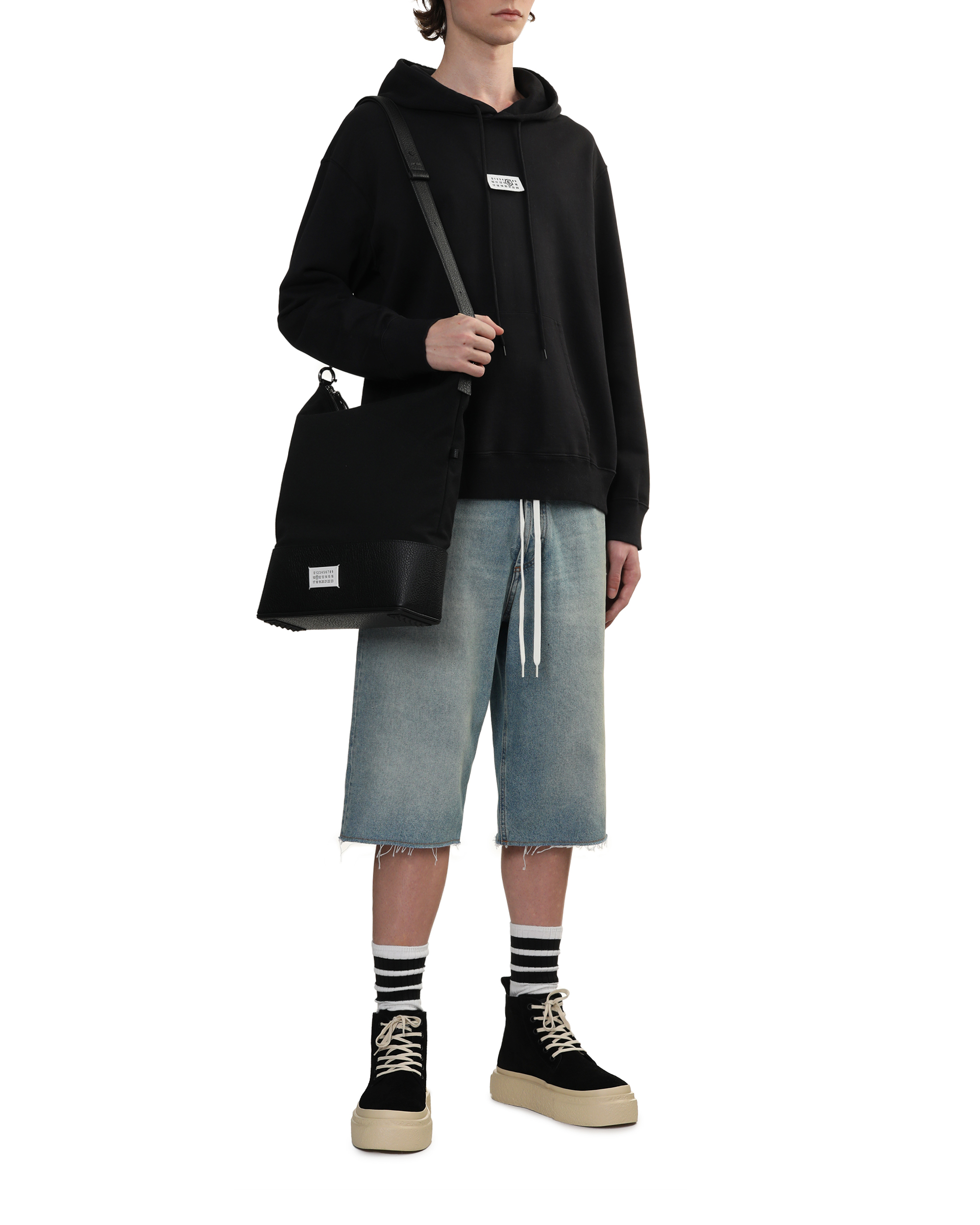 直営店▲Maison Margiela▲5AC hobo medium Maison Margiela Black 5AC Hobo Small Bag for Men and Women