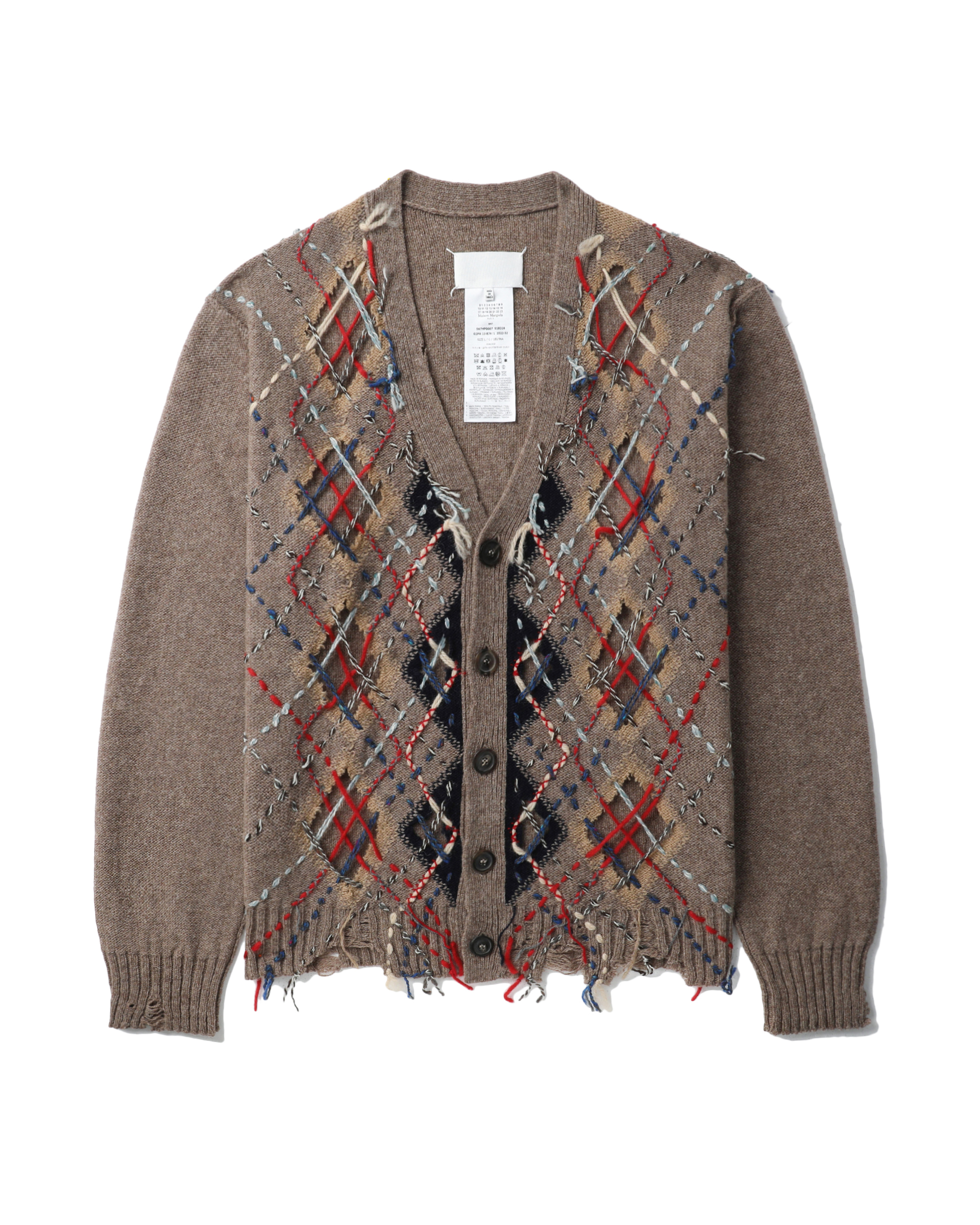 MAISON MARGIELA Argyle cut-out distressed cardigan | ITeSHOP