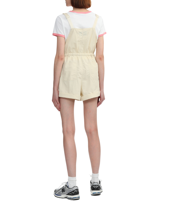 Mini Cream Logo overall shorts