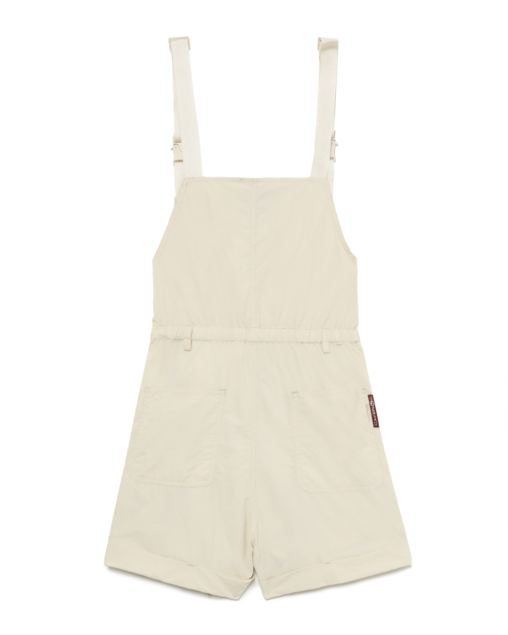 Mini Cream Logo overall shorts