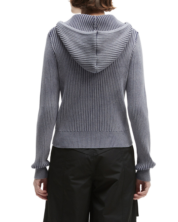 Mini Cream Zip-up knit hoodie