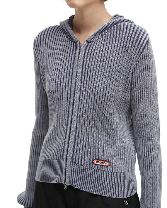 Mini Cream Zip-up knit hoodie