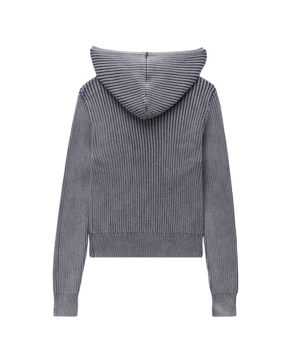 Mini Cream Zip-up knit hoodie