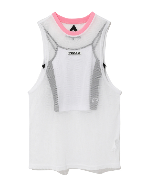 Mini Cream Logo mesh tank top and camisole set