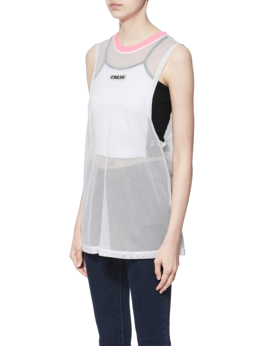 Mini Cream Logo mesh tank top and camisole set