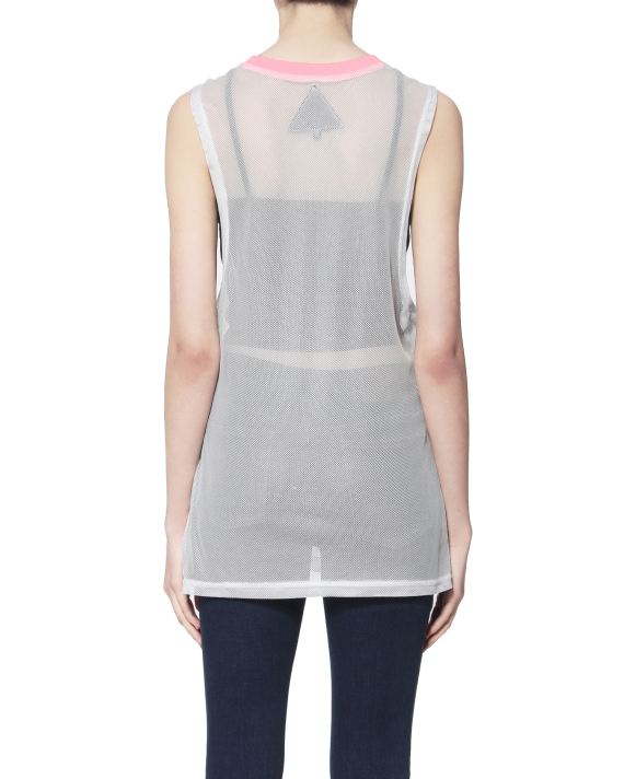 Mini Cream Logo mesh tank top and camisole set