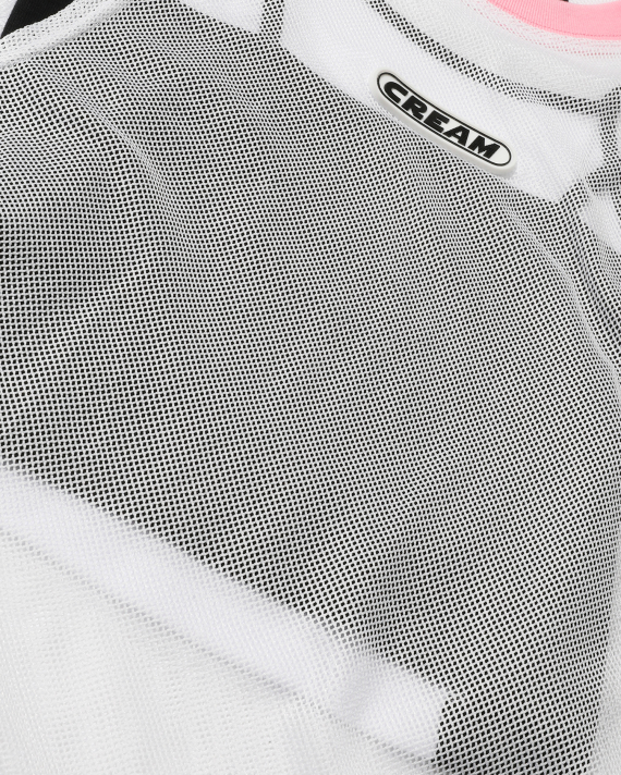 Mini Cream Logo mesh tank top and camisole set
