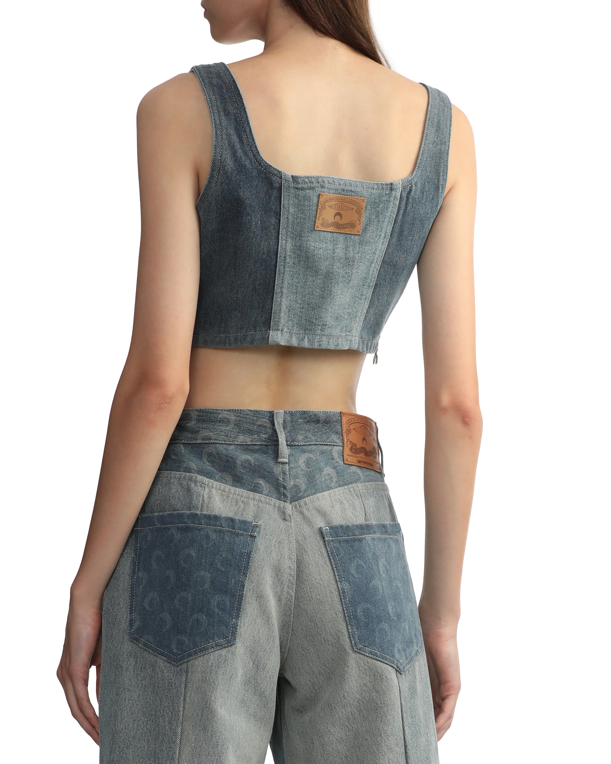 Regenerated denim bustier