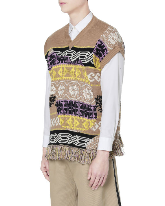 Intarsia knit vest image number 2