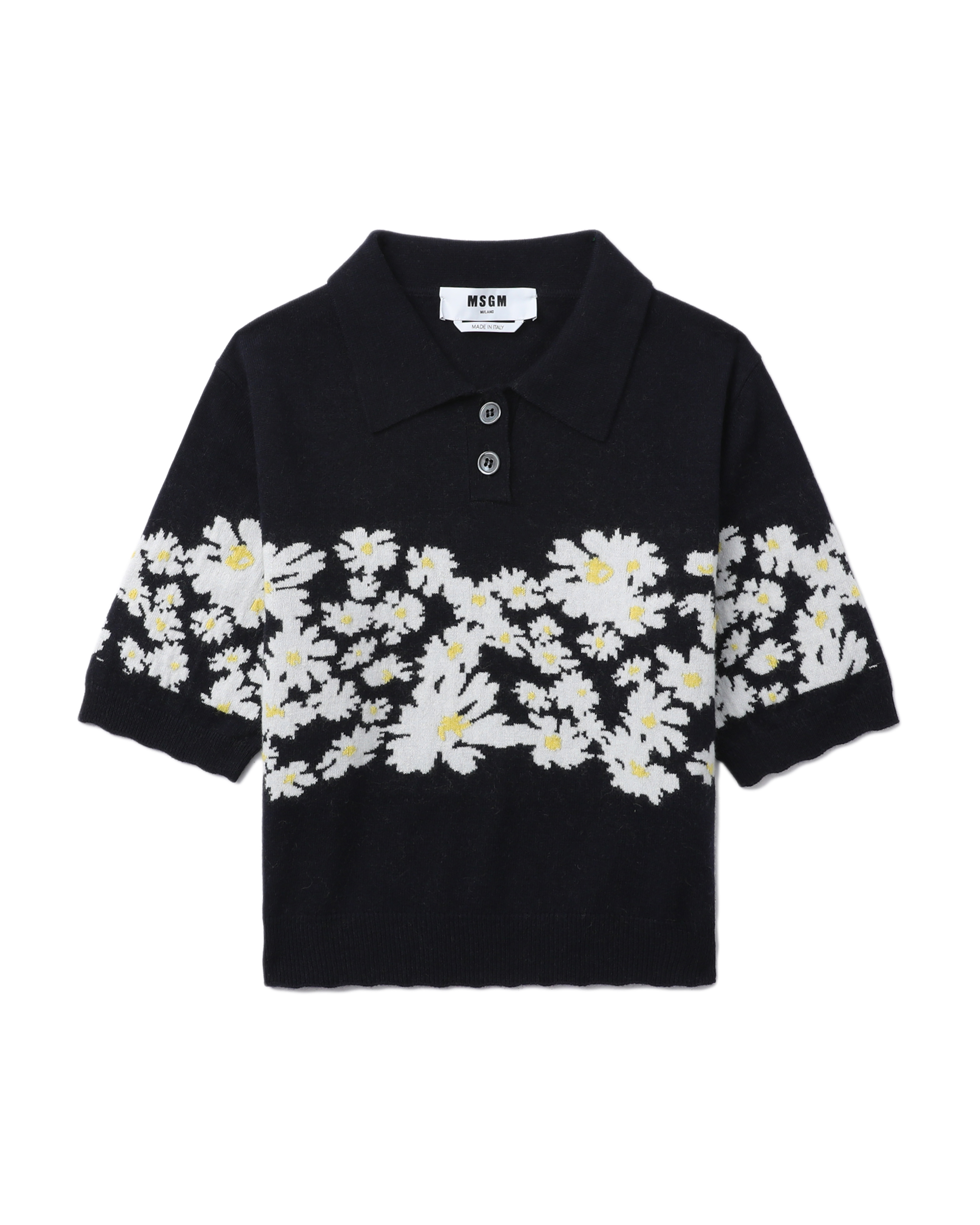 MSGM Flower knit polo shirt | ITeSHOP