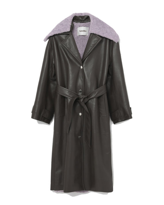 Faux shearling belted coat image number 0