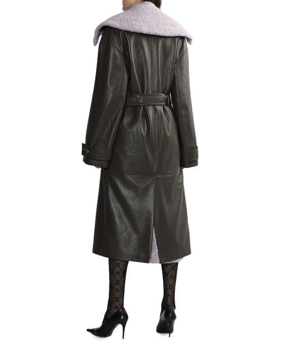 Faux shearling belted coat image number 3