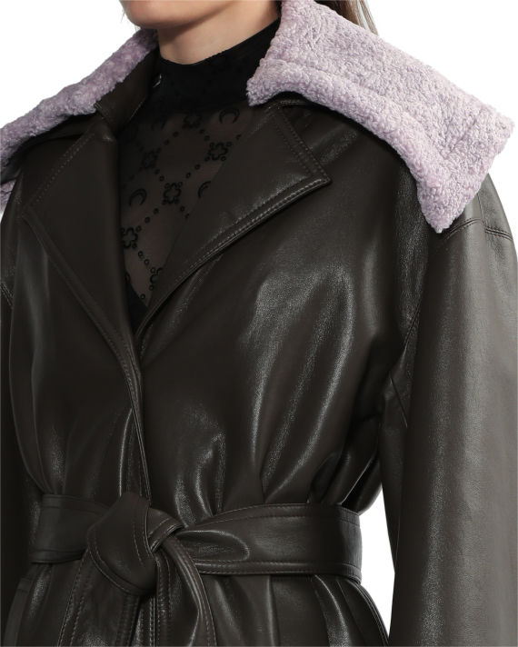 Faux shearling belted coat image number 4
