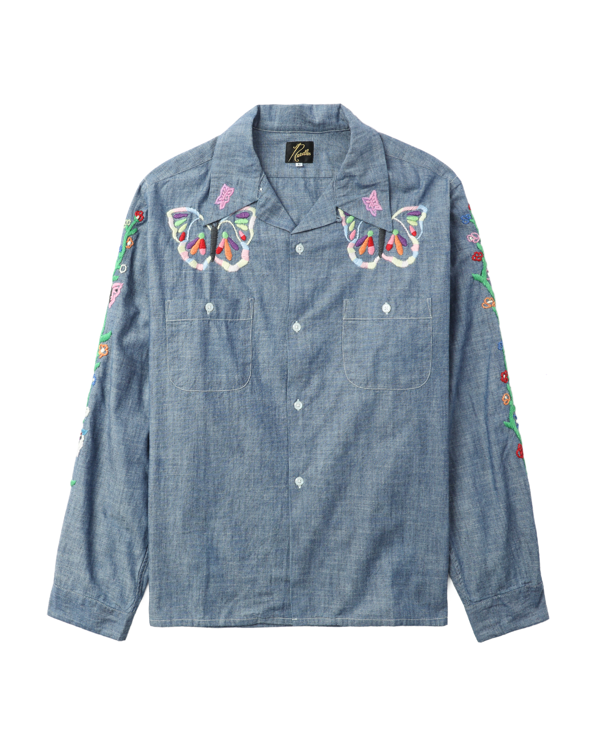 NEEDLES Graphic-embroidered denim shirt | ITeSHOP