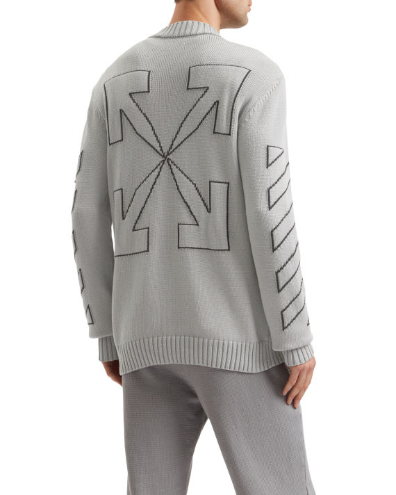 Diag outline knit crew neck sweater image number 3
