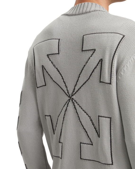 Diag outline knit crew neck sweater image number 4