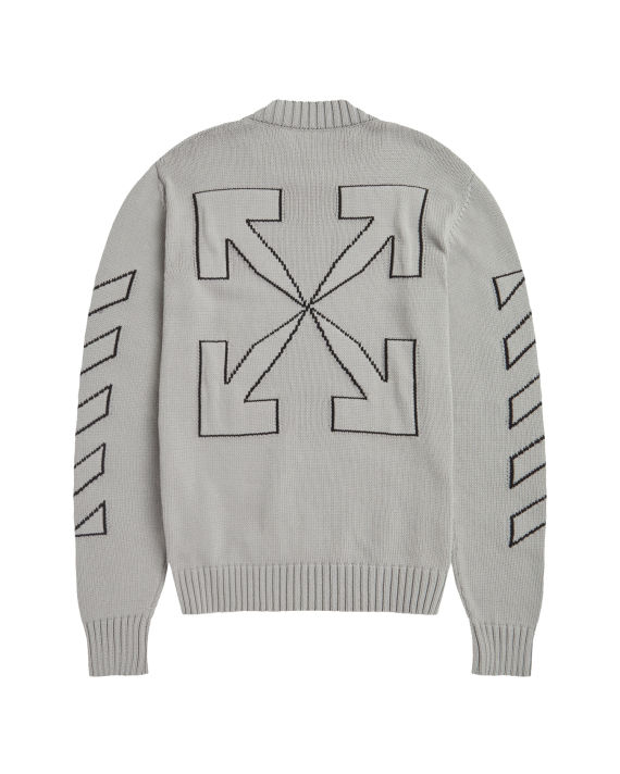 Diag outline knit crew neck sweater image number 5