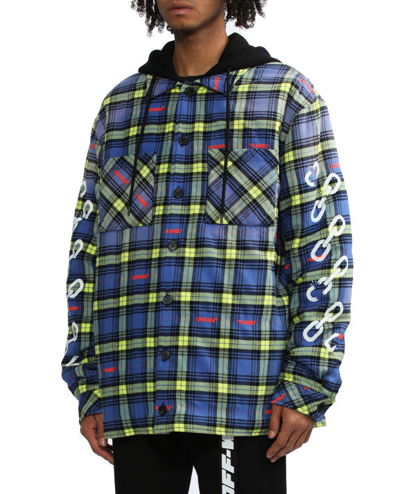 Chain arrow flannel hooded shirt image number 2