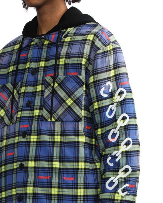 Chain arrow flannel hooded shirt image number 4