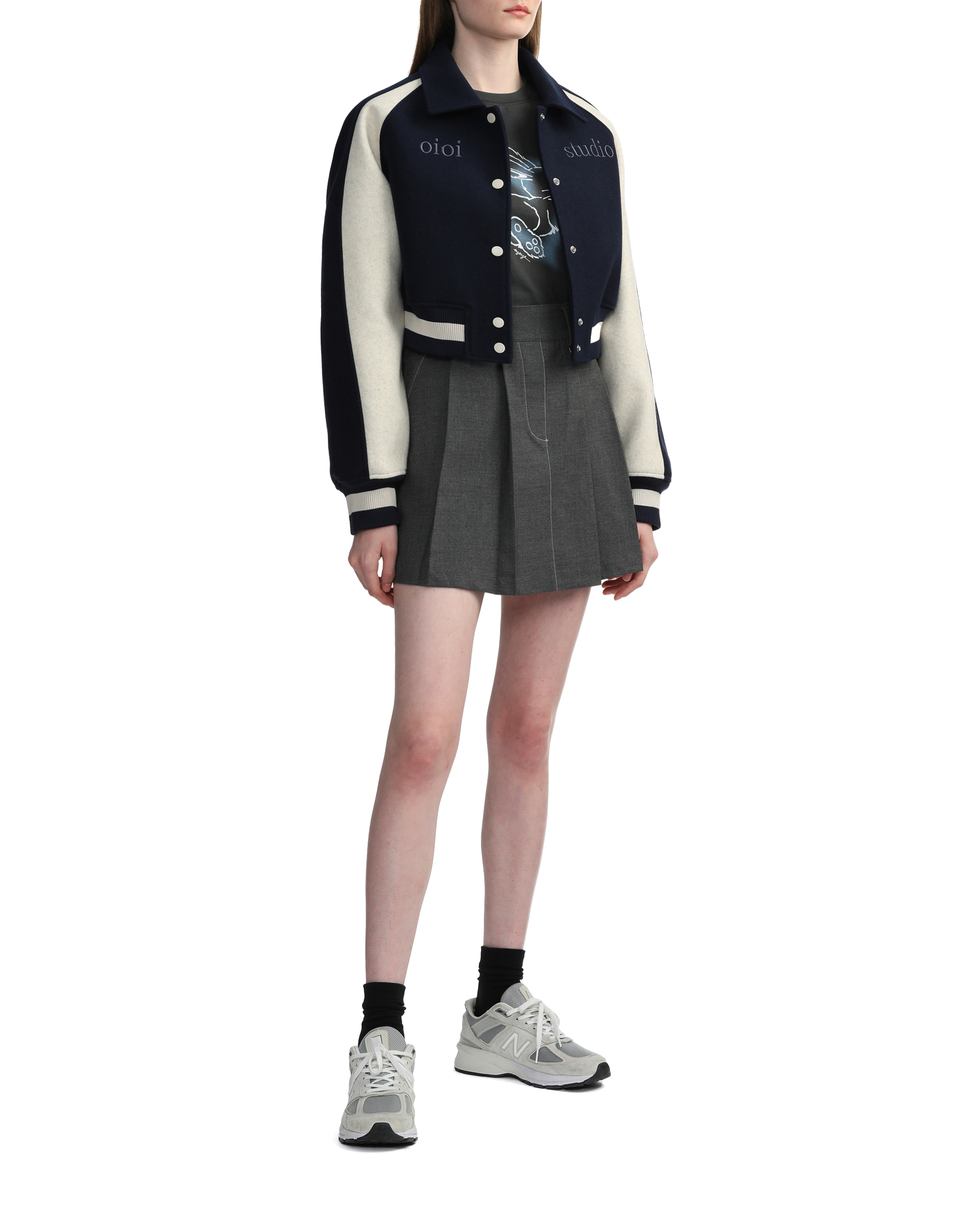 O!OI Cropped collared varsity jacket | ITeSHOP