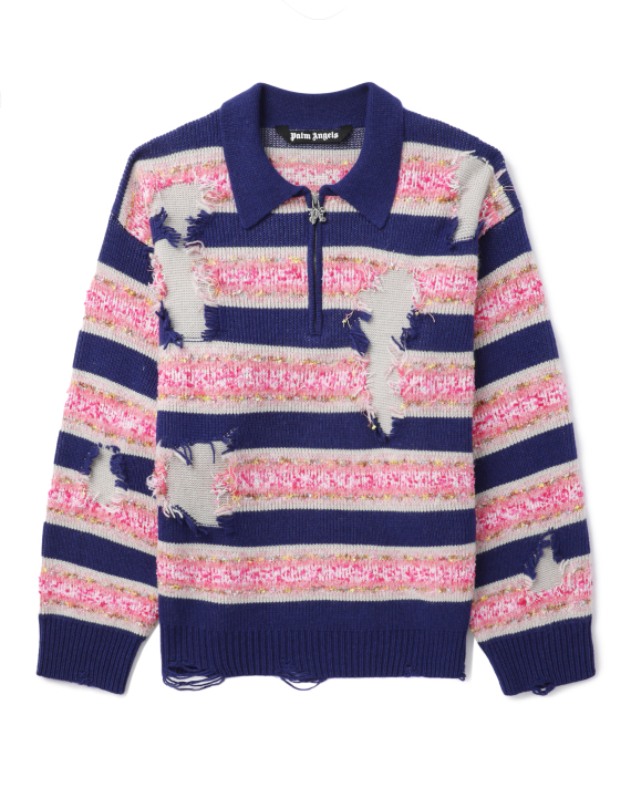 PALM ANGELS Striped knit polo sweater