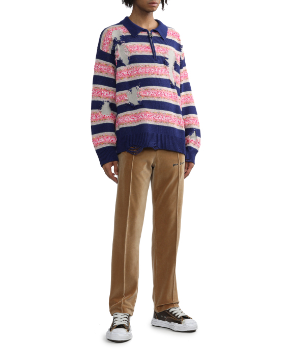 PALM ANGELS Striped knit polo sweater