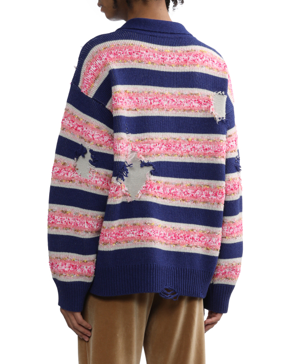 PALM ANGELS Striped knit polo sweater