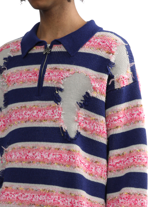 PALM ANGELS Striped knit polo sweater