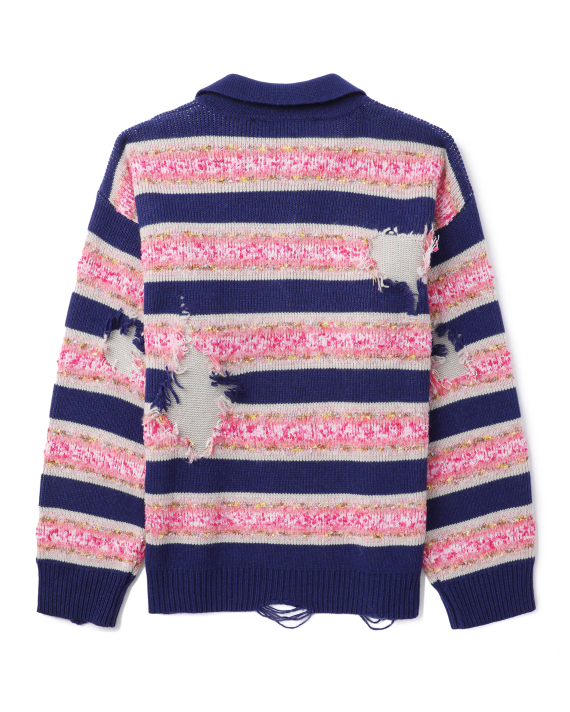 PALM ANGELS Striped knit polo sweater