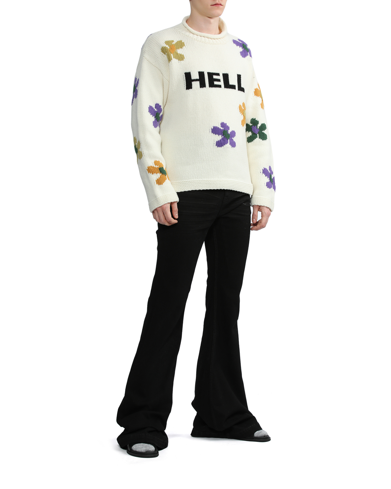 Hell's flowers knit crew neck