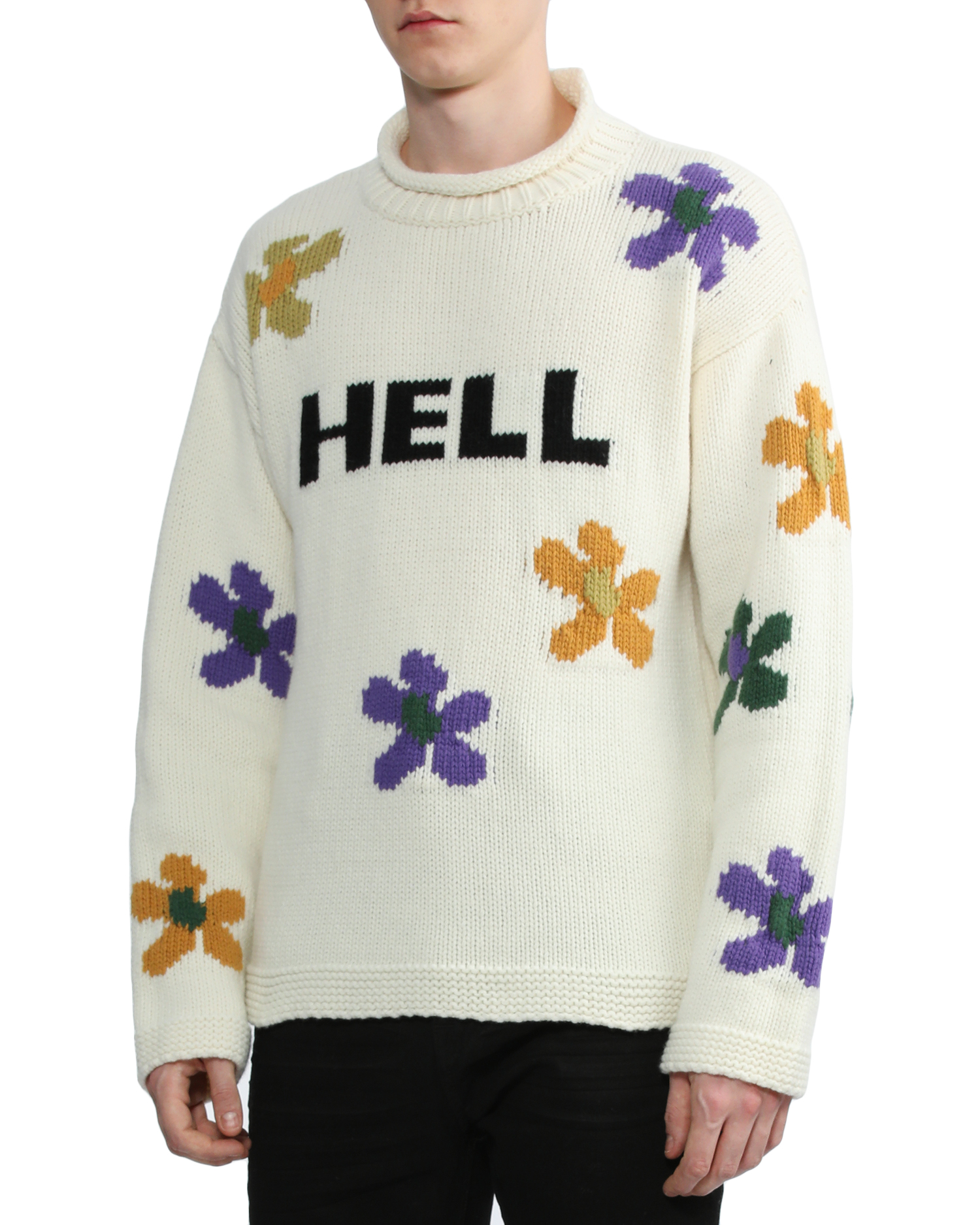 Hell's flowers knit crew neck