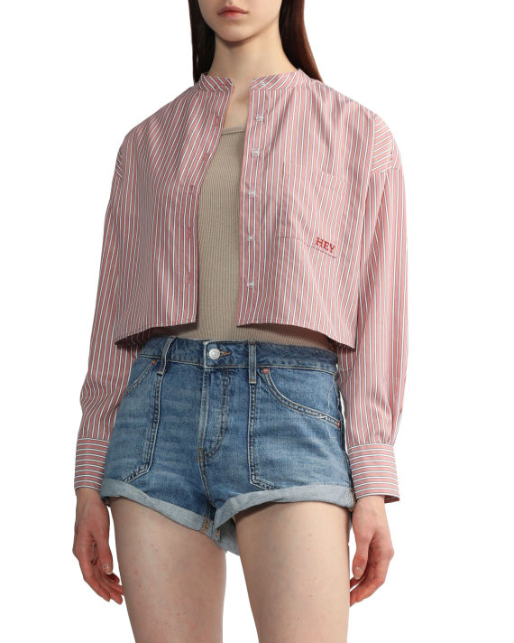 Pinstripes cropped shirt image number 2