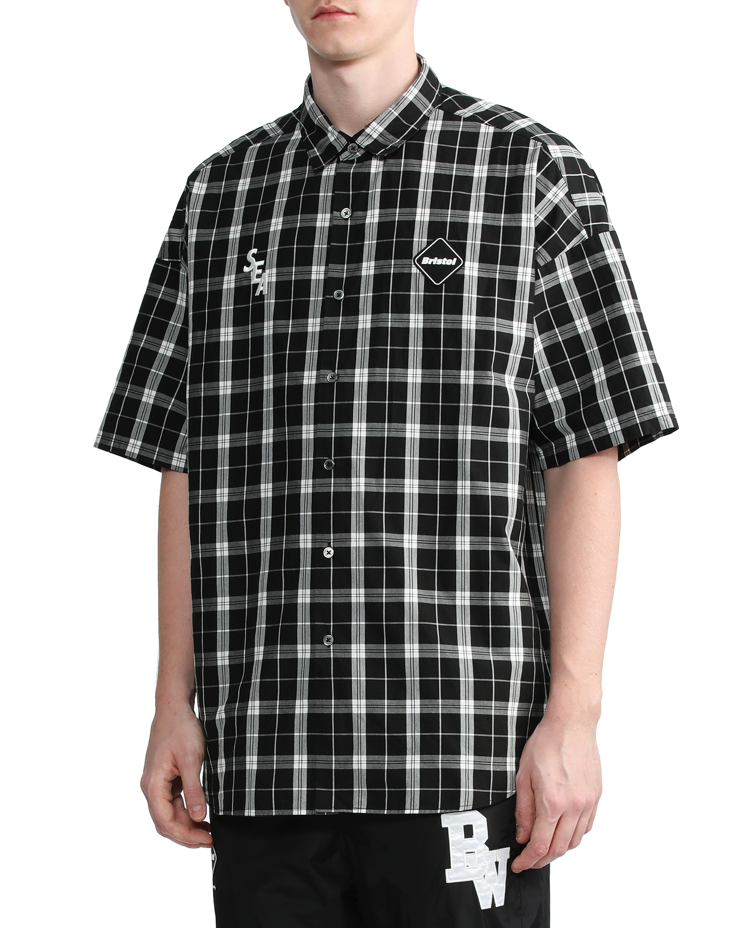 F.C.REAL BRISTOL X WIND AND SEA checked baggy shirt| ITeSHOP