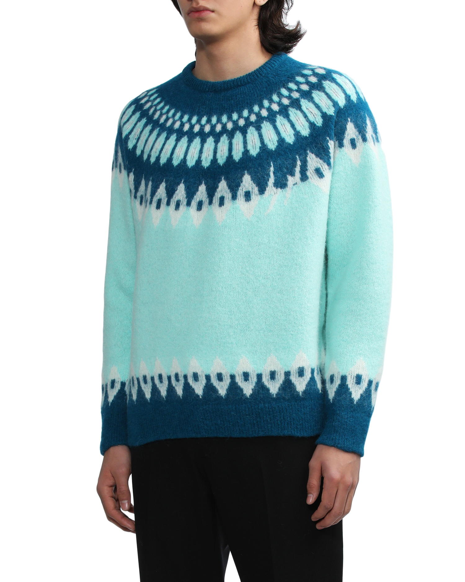 X Fragment nordic crewneck knit sweater