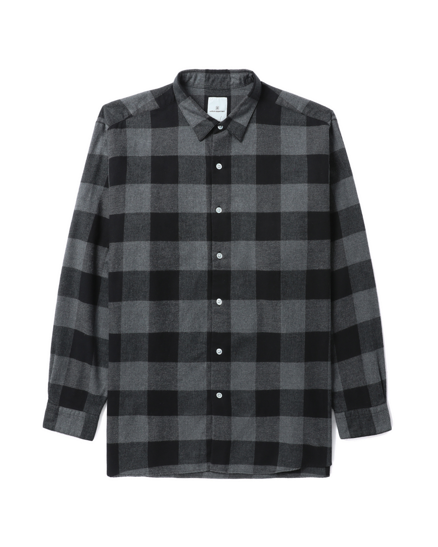 Baggy regular collar flannel block check shirt
