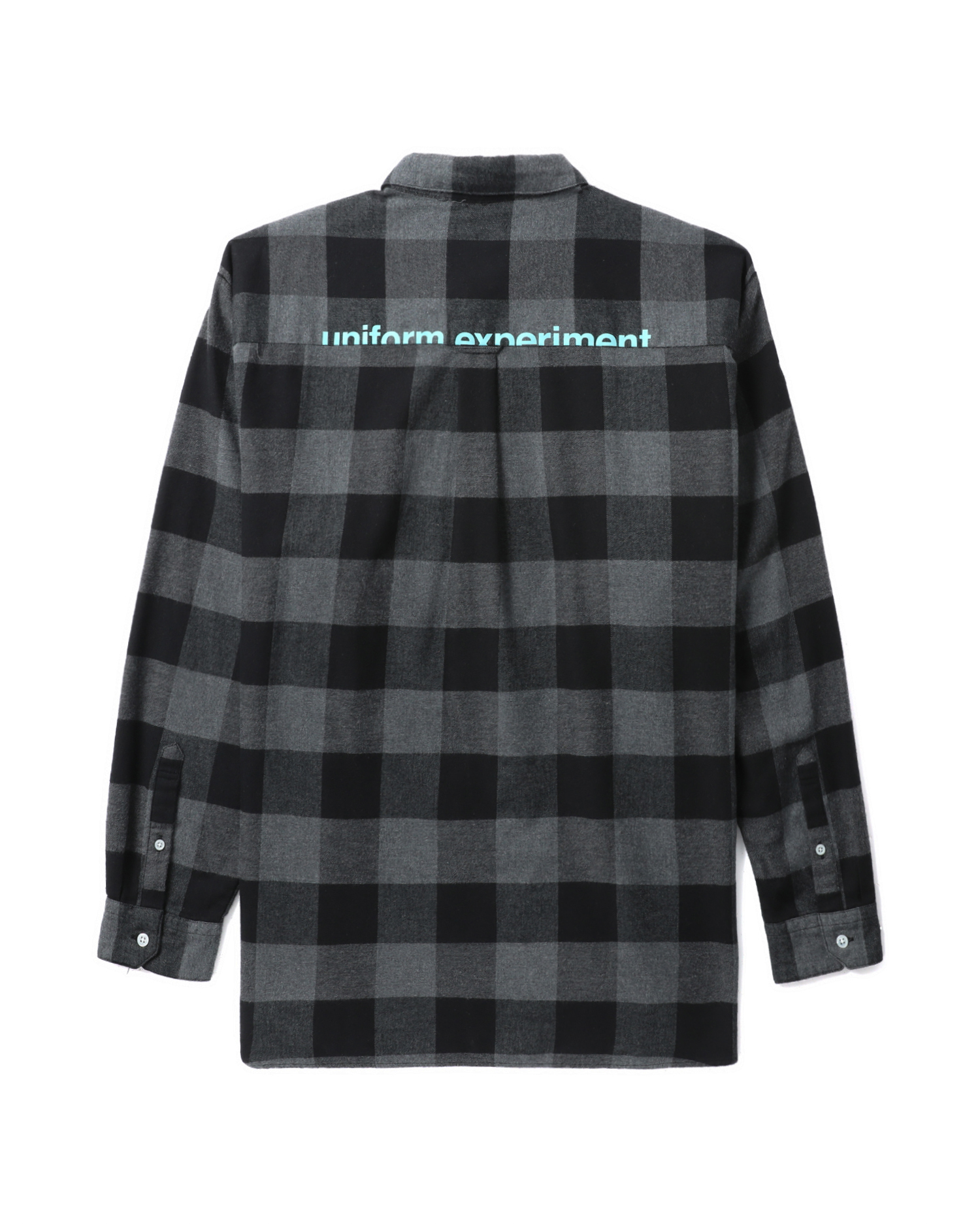 Baggy regular collar flannel block check shirt