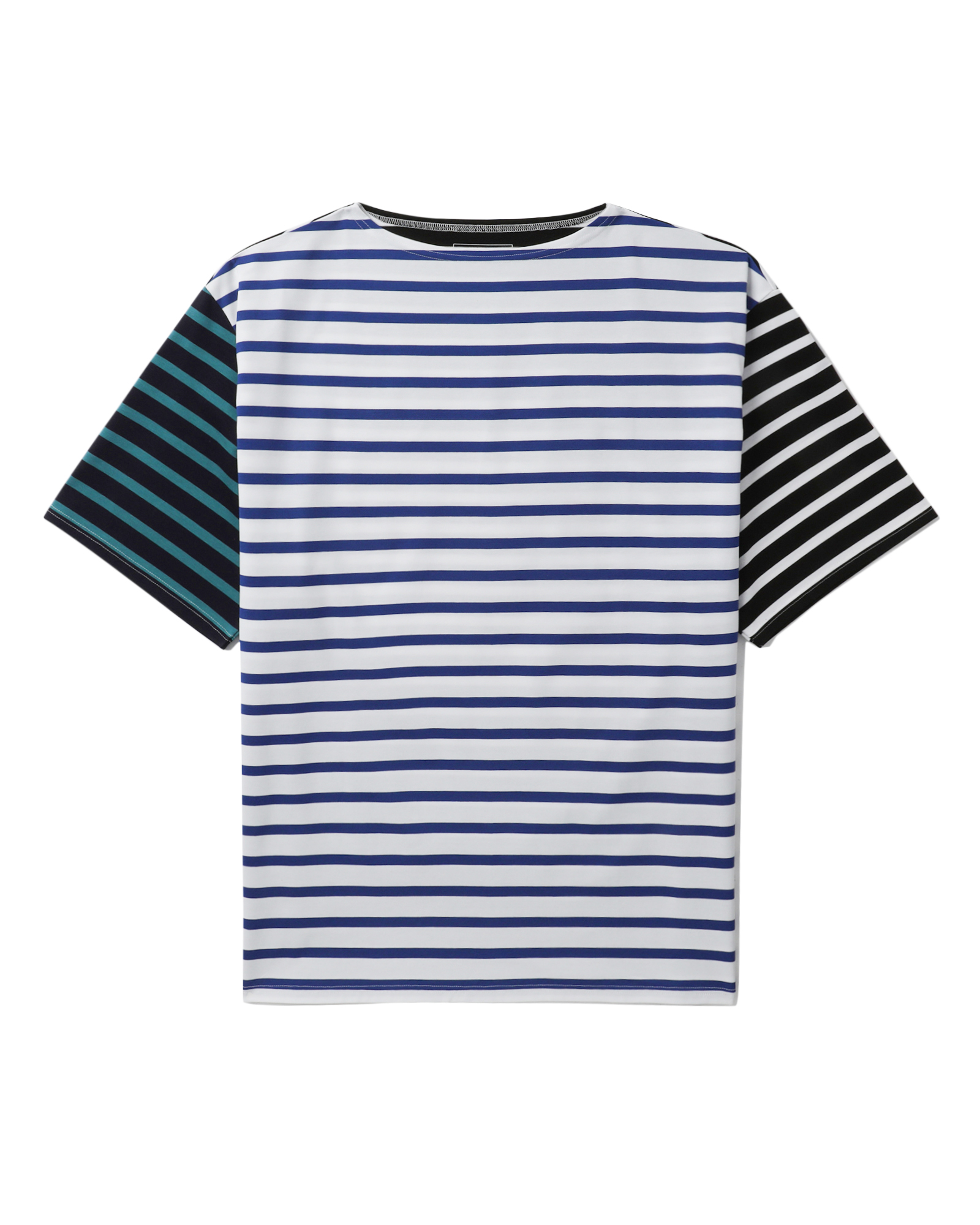 Border mix boat neck wide tee