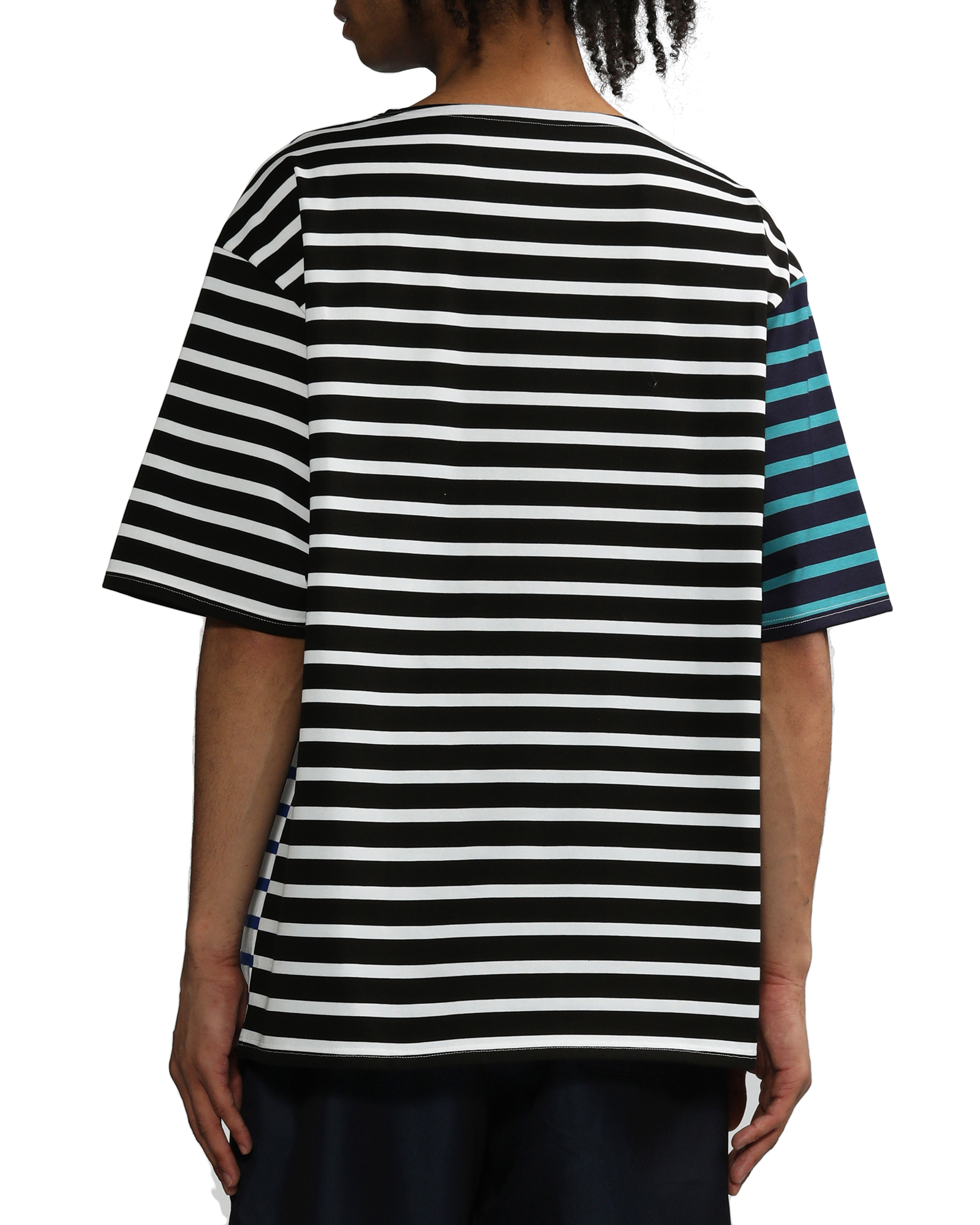 Border mix boat neck wide tee