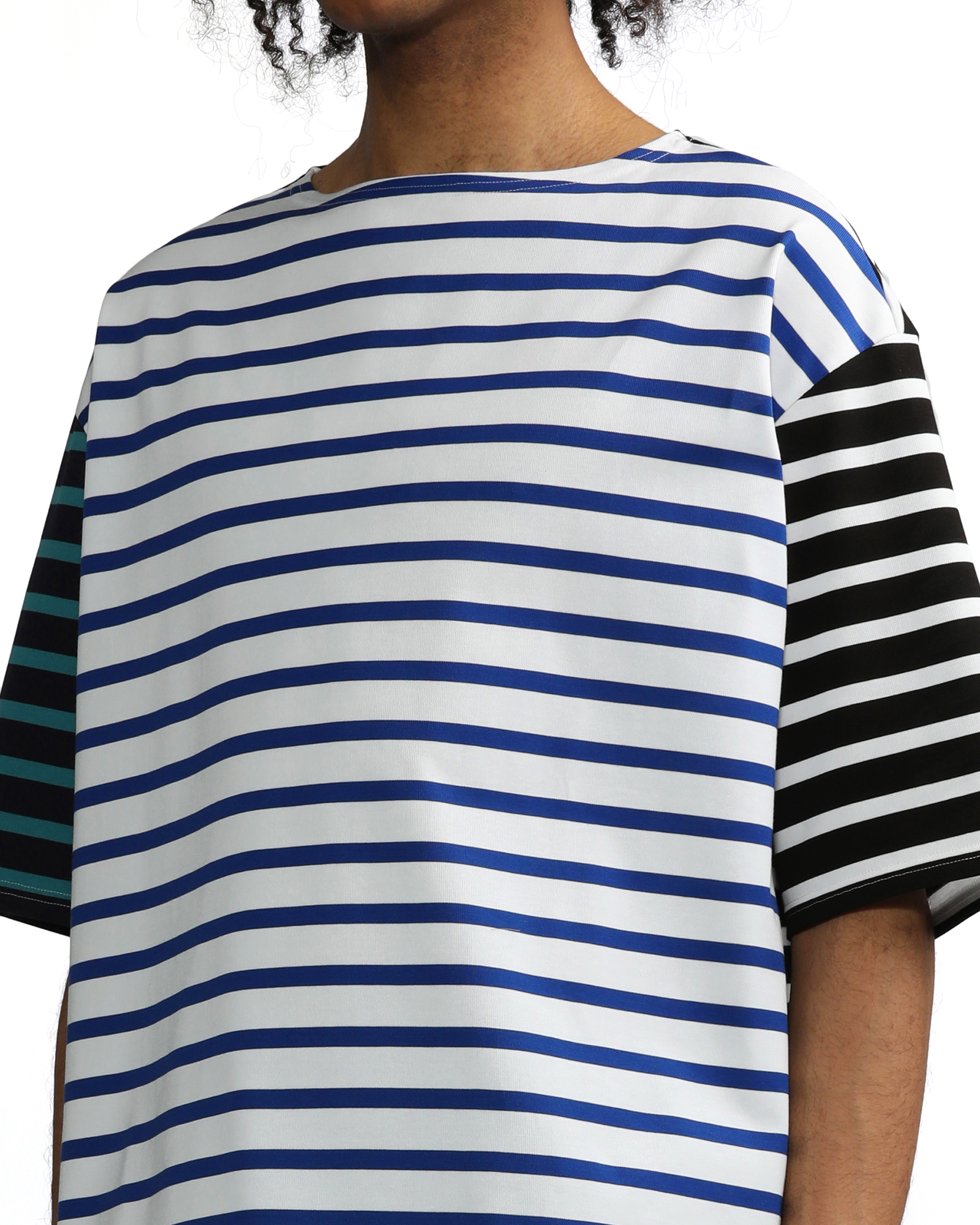 Border mix boat neck wide tee