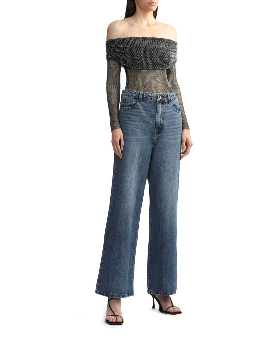Wide-leg denim jeans image number 1