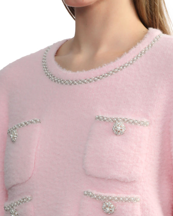 Embellished patch pockets sweater image number 4