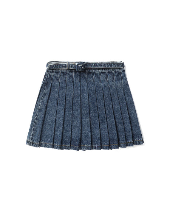 Denim pleated mini skirt image number 0