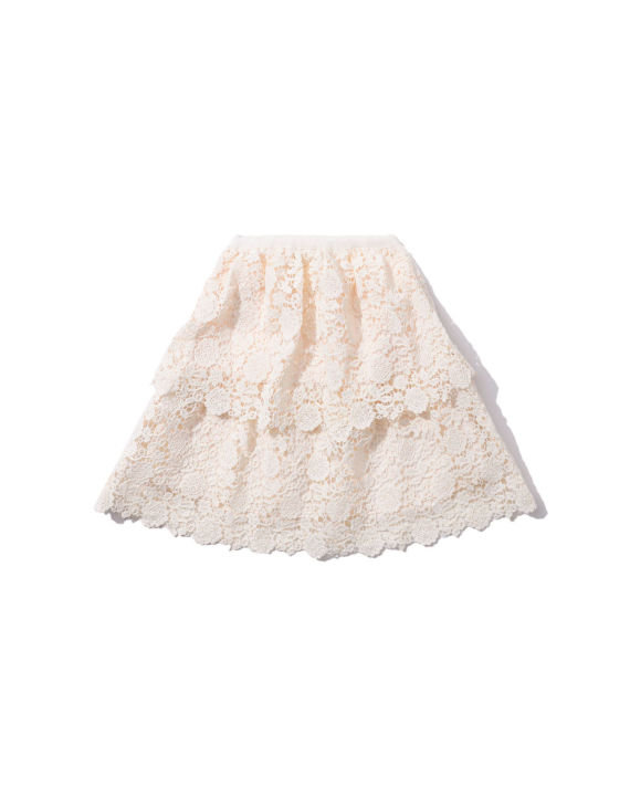 Ivory guipure lace tiered skirt image number 1