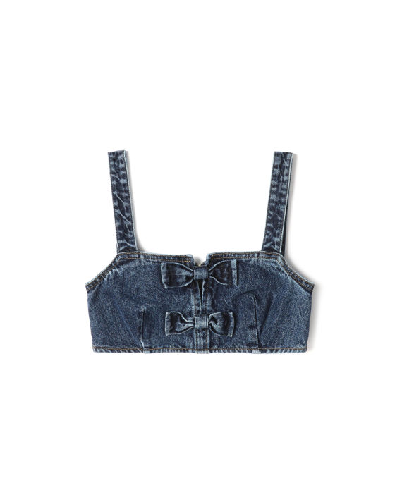 Crop denim top with bows image number 0