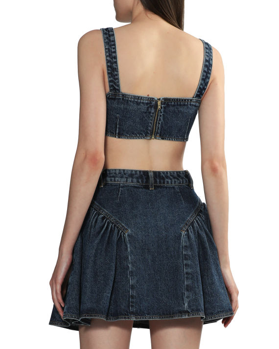 Crop denim top with bows image number 3
