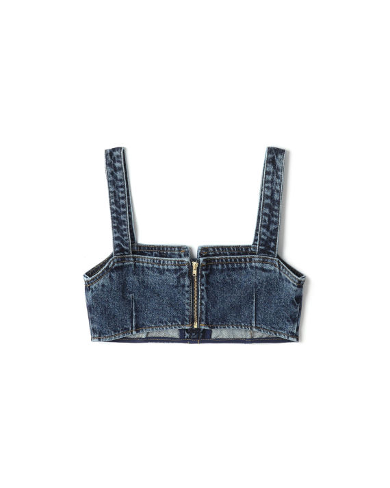Crop denim top with bows image number 5