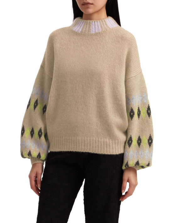 Patterned sleeve sweater image number 2
